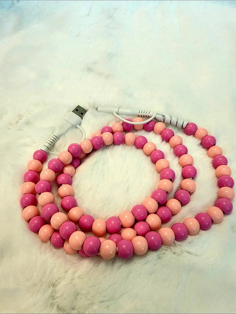 NWOT Pink & Purple Beaded Charging Cable
